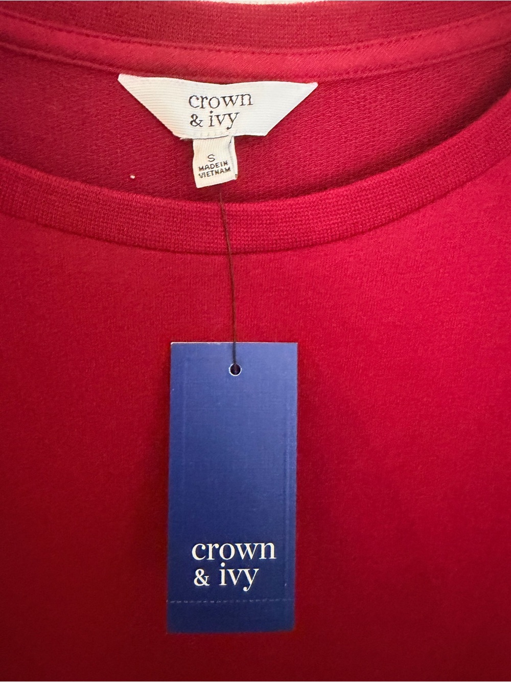 NEW $60 Ladies Size Small "crown & ivy" Burgundy Ruffle-Hem Long Sleeve Top GUC - Picture 2 of 8